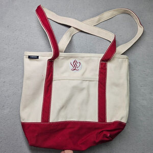 Lands End Canvas Tote Bag Boat Beach Red Heavy Weight